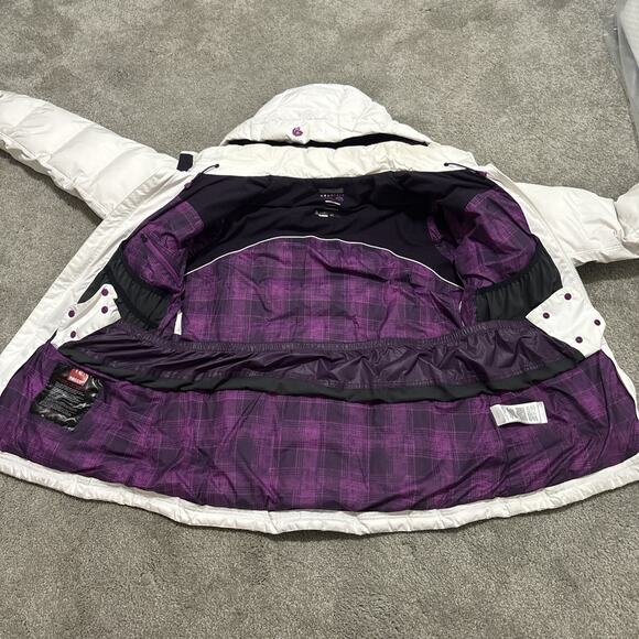 Mountain Hardware Women's Down Puffer 650 Down Jacket Recco White Pink Parka - Picture 10 of 12